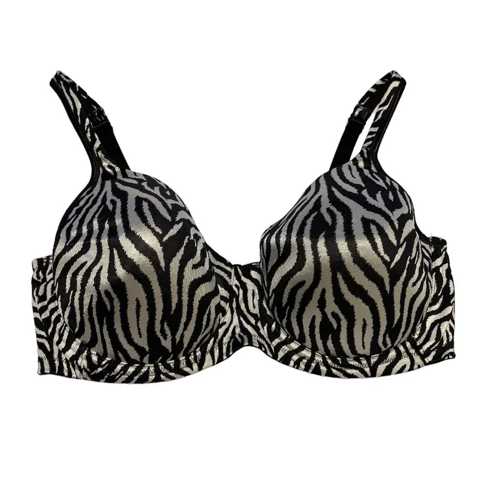 Playtex Side Smoothing Underwire Bra Adjustable Strap Zebra Print Size 38DD